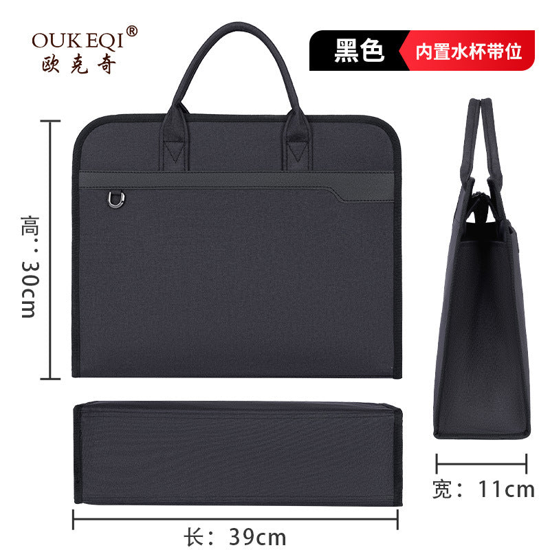 Oukeqi large capacity business briefcase office conference document bag portable business trip laptop bag print logo