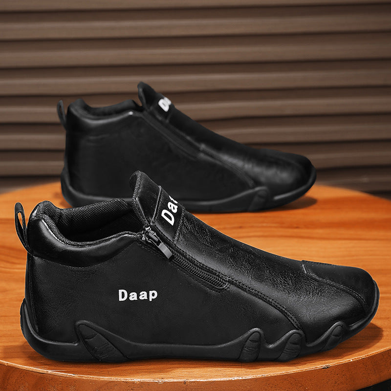 2026 new spring men's leather mid-cut casual slip-on shoes - wholesale, waterproof, comfortable, and versatile work shoes for men