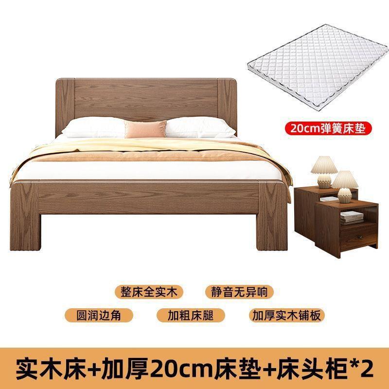 Double bed 1.8x 2m bed single bed 1.5mfor home solid wood bed 1.2m rental house bed log style low box