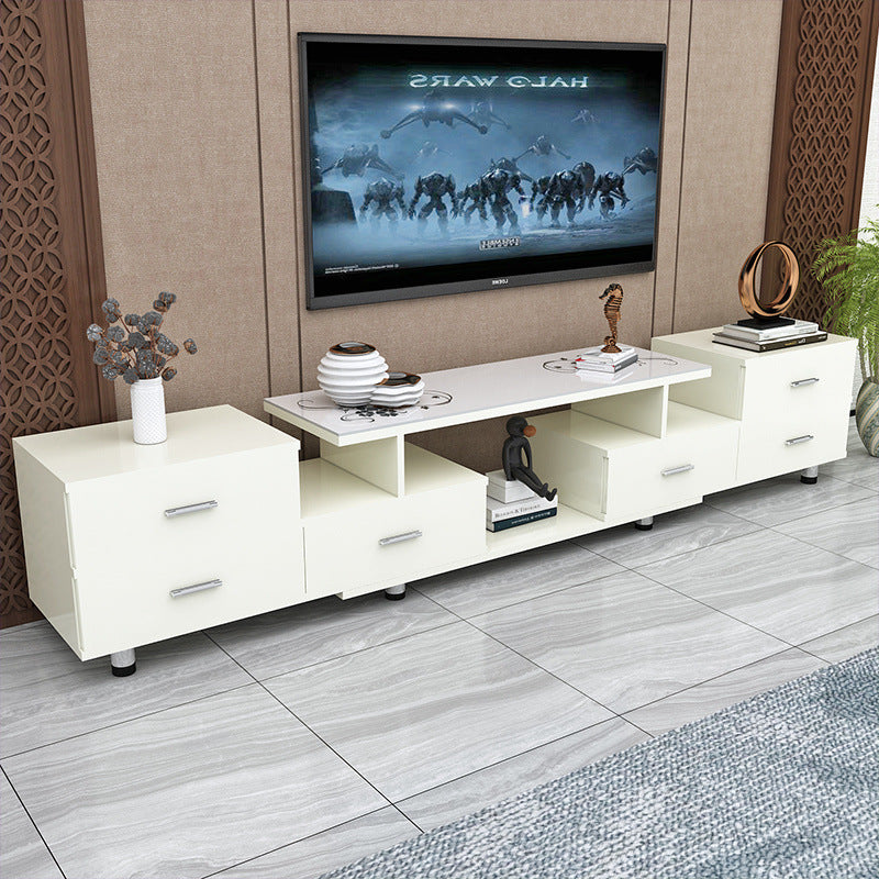 Tempered glass extendable tv stand & coffee table set - minimalist modern european style for small apartments - home living room tv cabinet