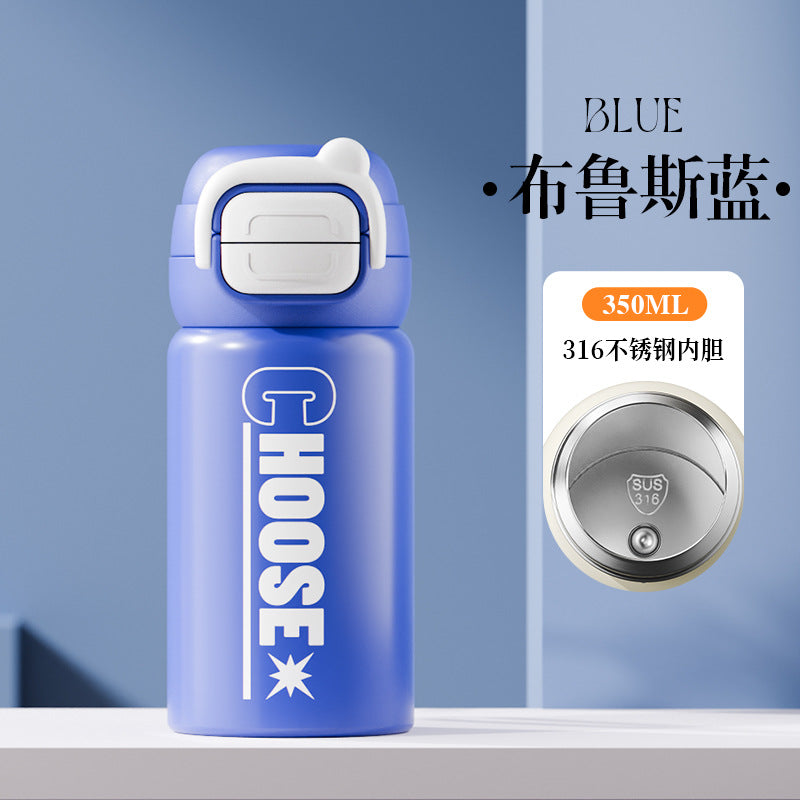 Letter double drink bouncing cup 316 stainless steel digital display thermos cup student water cup portable portable cup