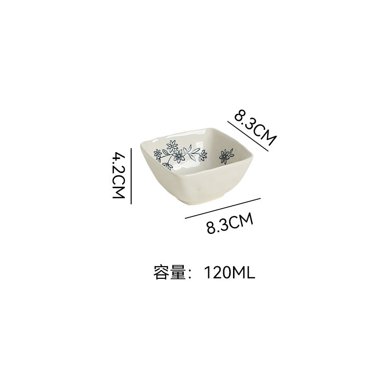 Chinoiserie underglaze ceramic seasoning dish stylish modern casual restaurant for home ceramic dish plate cooking soy sauce dish