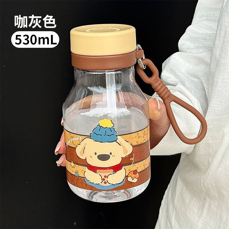 Summer travel plastic water bottle - stylish straw cup, cartoon design, large capacity, outdoor plastic cup - wholesale & customization available