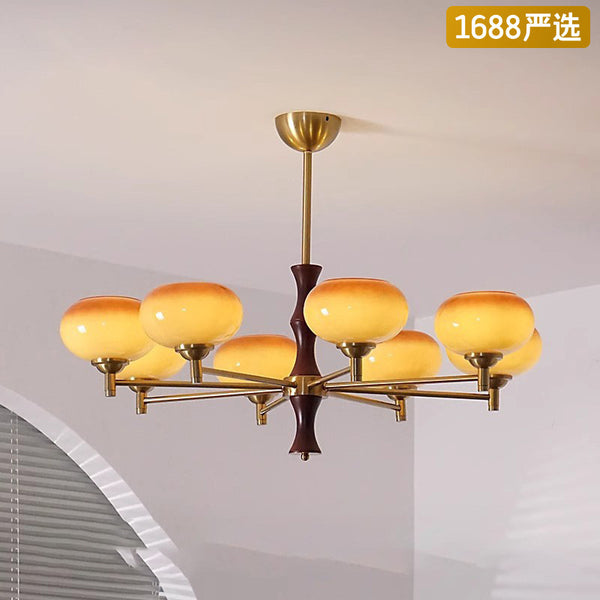 [Strict selection] wabi sabi wind medieval vintage persimmon living room chandelier bedroom study dining room solid wood cream lamp