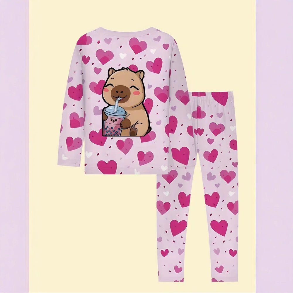 wholesale: girls' long-sleeved pajamas (set) - lightweight spring/autumn styles for toddlers and big kids