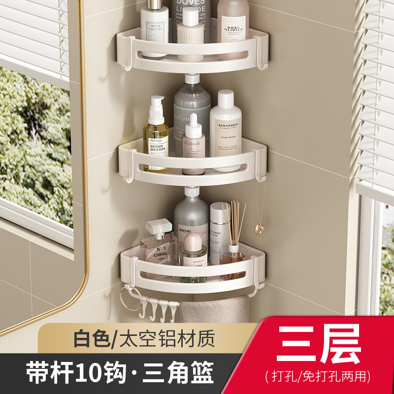 White Toilet Shelf No Punching Triangular Bathroom Toilet Wash Table Wall Mounted Wall Storage Toilet