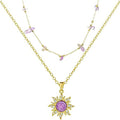 European and american opal necklace retro dopamine barbie necklace copper sun crown heart pendant inlaid zircon pendant
