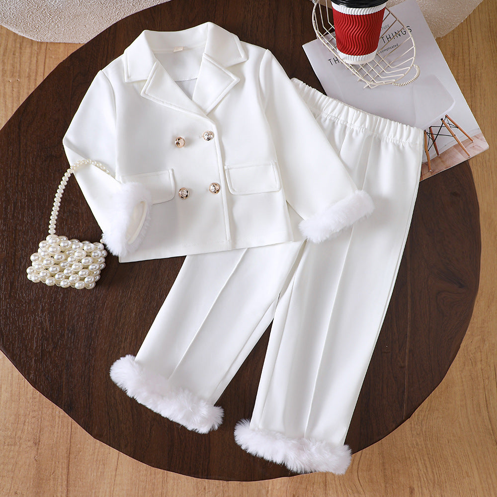 export children's clothing, new products for children, girls, spring, fall and winter, lapel outwearpantssuit