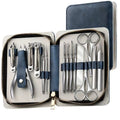 Stainless steel zipper pouch nail clipper set - 15 piece manicure & pedicure kit with nail clippers, cuticle nippers, and eyebrow scissors