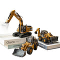 Kids' large-sized construction vehicle set: excavator, bulldozer, flatbed transporter - alloy engineering vehicle car model toys for boys