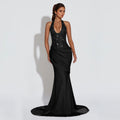 C7642 cross-border   fashion women's elegant sexy halter backless evening dress