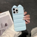 3d cat ear striped case for apple 17 pro max iphone 16 - large hole side cat paw soft case