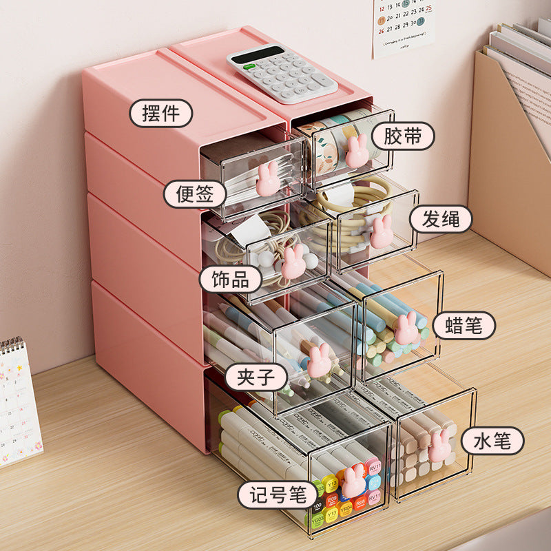 Liheng office desktop storage box, transparent small drawer storage cabinet, stationery and sundries sorting on students' desks