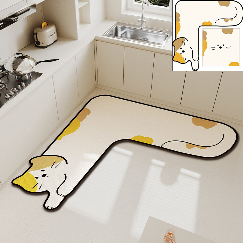 Kitchen floor mat corner l-shaped non-slip oil-proof mat diatom mud absorbent foot mat stain-resistant wipeable no-wash corner carpet