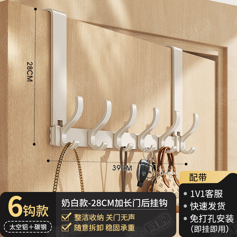 Over-the-door hook - no drilling required, universal for bedroom & bathroom, space aluminum, extra wide, heavy-duty, rustproof, multi-purpose storage
