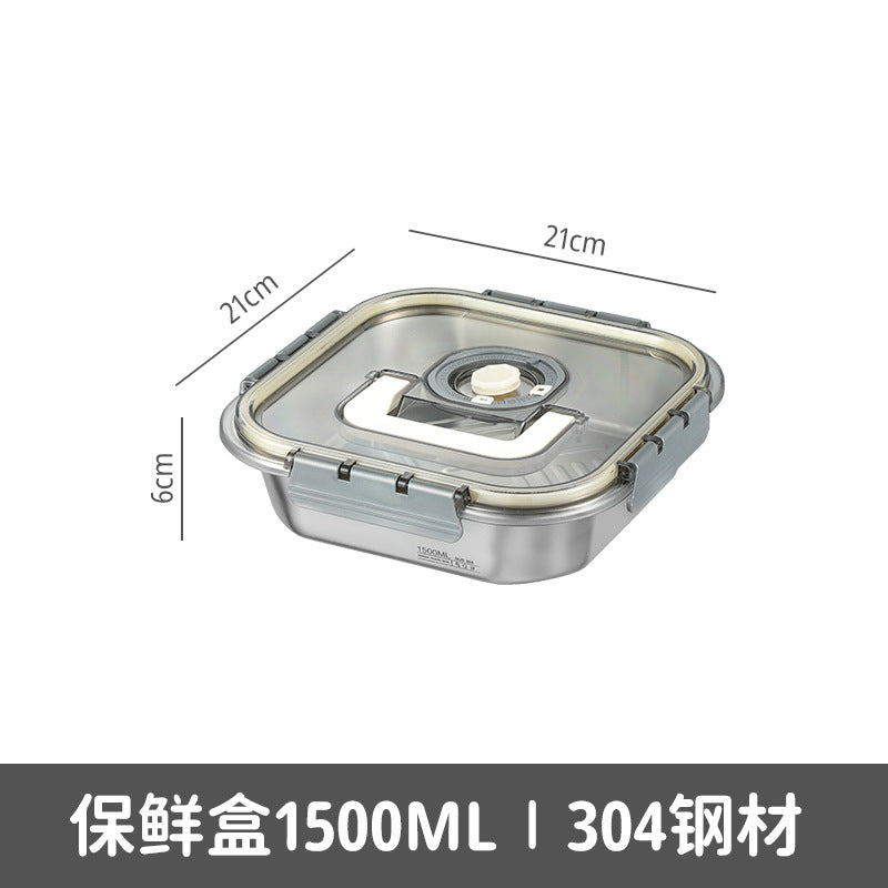 Cross-border fresh-keeping box sealed dumpling box 304 stainless steel sub-packaging refrigerator storage freezing box handle lunch box wholesale