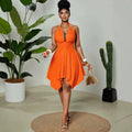 elegant jacquard knit high-stretch halter dress summer party backless dress