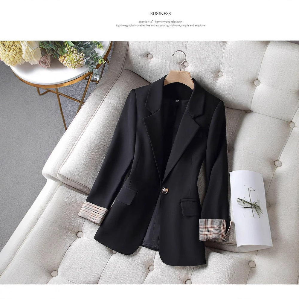 cross-border e-commerce women's outerwear: designer, niche, casual blazer - petite-friendly, slim-fit blazer top