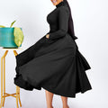 D454  foreign trade women's new fashion high neck elegant beaded flared dress fitted waist african dress