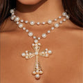 Wholesale oversized cross necklaces - european & american style, statement jewelry with pearl accents, punk cool, high-end women's necklaces