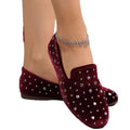 plus sizeexport slip-on women's shoes trendy british bean shoes rhinestone casual suede flatsflats