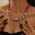 Halloween necklace bracelet wholesale cross-border exaggerated niche dark style trendy bat pumpkin eyes beaded bracelet
