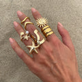 Wholesale alloy ring sets - european & american style, new ocean-inspired accessories, unique & trendy sun & starfish finger rings for women