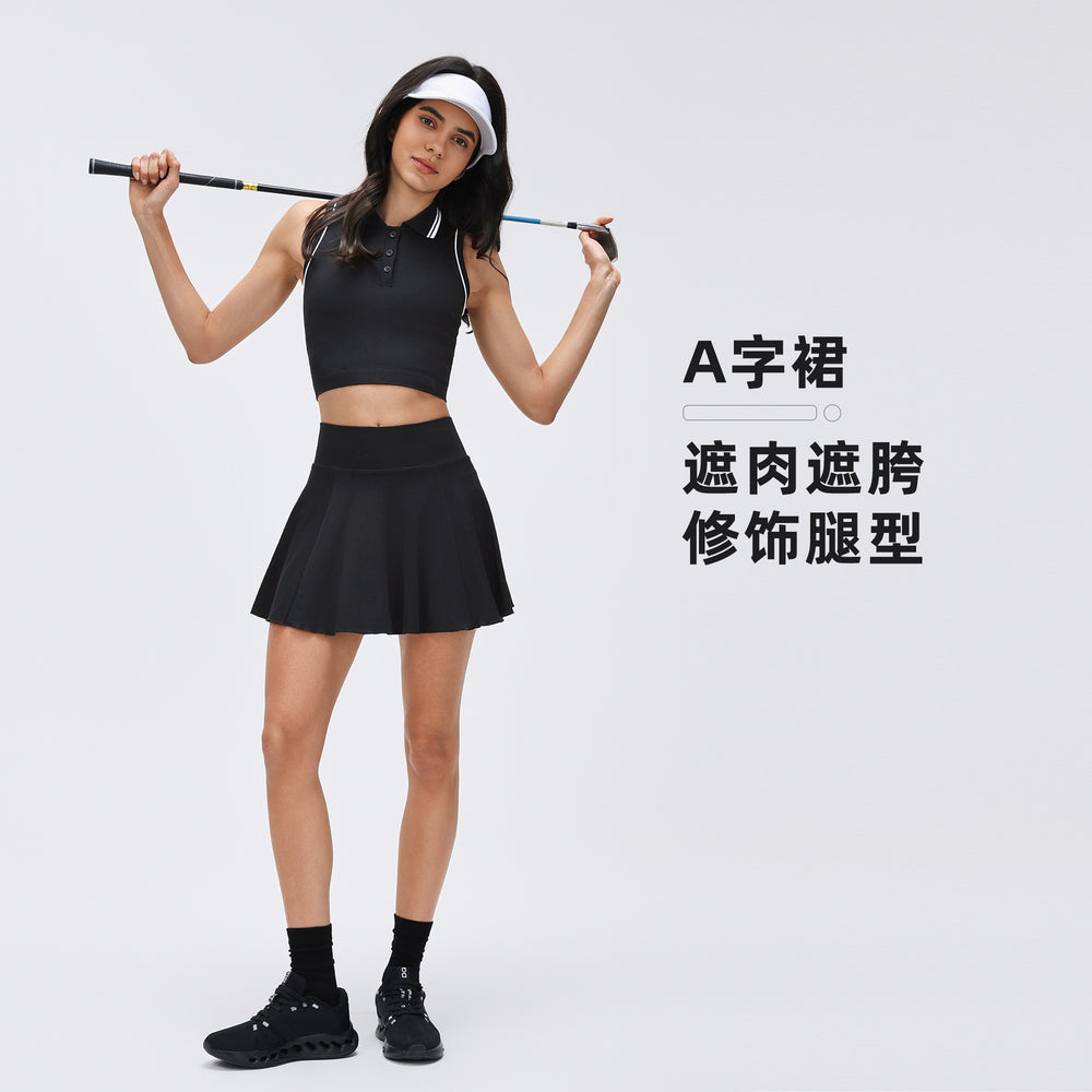 Spring/summer two-piece tennis skirt - quick-dry, breathable, fitness pleated skirt - solid color, versatile sports mini skirt for women - d26079