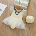 Korean-style ins baby girl swimsuit - cute puffy one-piece mesh swimwear for toddlers and young girls