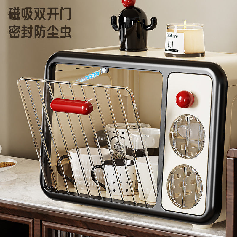 Baby bottle storage box drain with lid dustproof baby food tools tableware water cup tableware storage box cabinet