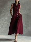 European and american cross-border independent station  summer new fashion casual stand collar elegant trendy button-down dress