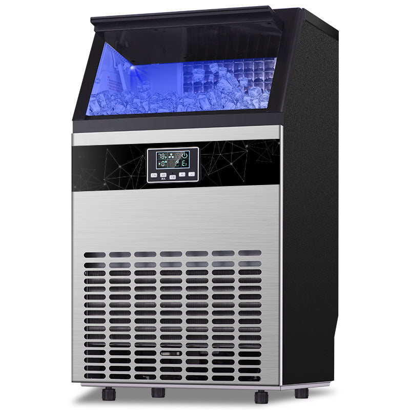 Huaer cold drink ice maker milk tea shop large capacity fully automatic blue light ice maker commercial 100kg square ice cube machine