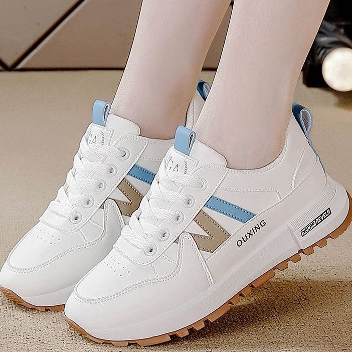 plus size women's shoes new arrival breathable leather sneakers women's korean version thick solecasual soft bottom running dad shoes