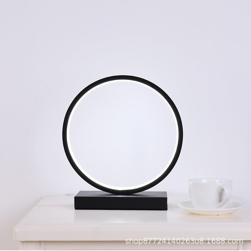 Creative modern minimalist black and white round table lamp - bedroom bedside lamp, living room, study, remote control desk lamp