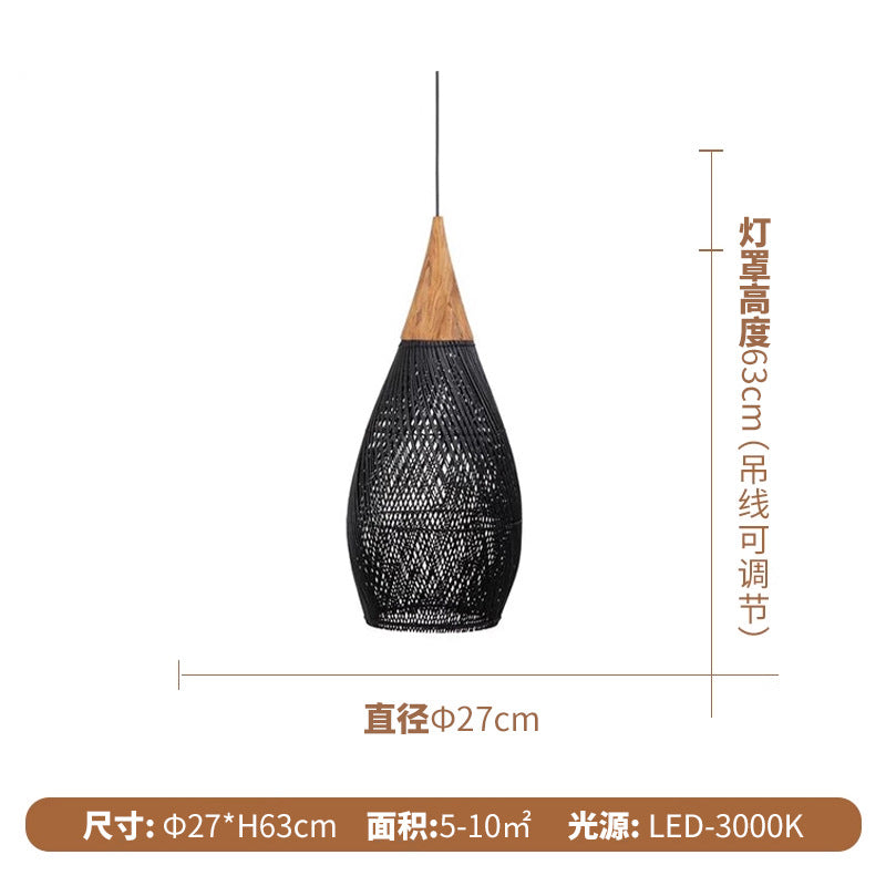 Wabi Silent Wind Retro Chandelier B & B Restaurant Tea Room Catering Clothing Store Rattan Designer Solid Wood Japanese Decorative Light
