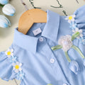 Girls' dress for toddlers and young children, 3d floral flutter sleeve dress