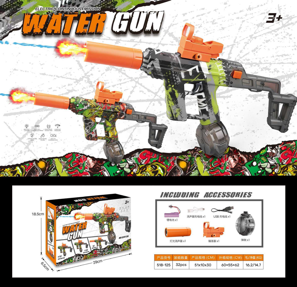 hot-selling uzi kids electric water gun toy large capacity reloading continuous water spray water fight toy wholesale