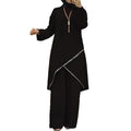 cross-border new arrival: women's two-piece loungewear set - relaxed fit with linear print design
