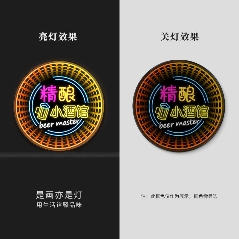 Luminous neon light text bar wall decoration painting KTV box led hanging painting singing and dancing restaurant clear bar nightclub painting