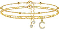 export hot-selling 26-letter anklet, zircon letter anklet, minimalist fashion seed bead cuban double-layer anklet