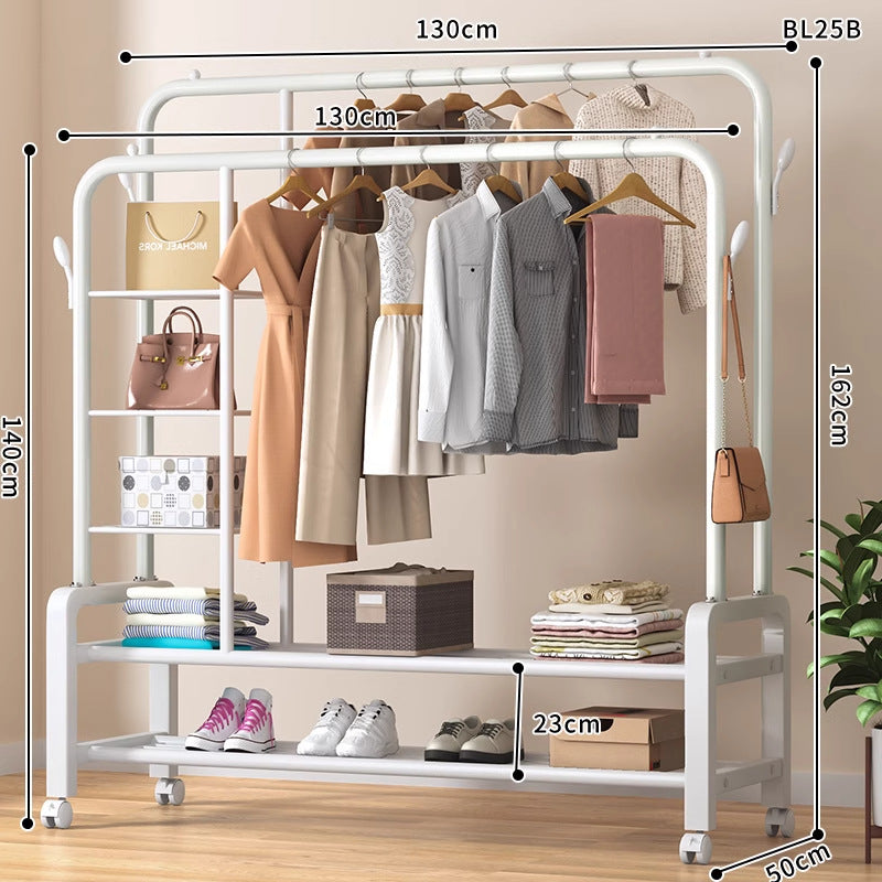 Clothes hanger floor-standing bedroom for home double-pole clothes drying rack clothes rack indoor clothes coat rack thickened balcony clothes pole