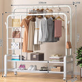 【upgraded version】side storage mesh double layer double rod 130 white + casters