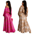 C6881 cross-border   fashion women's printed sexy long sleeve cropped maxi dress two-piece set