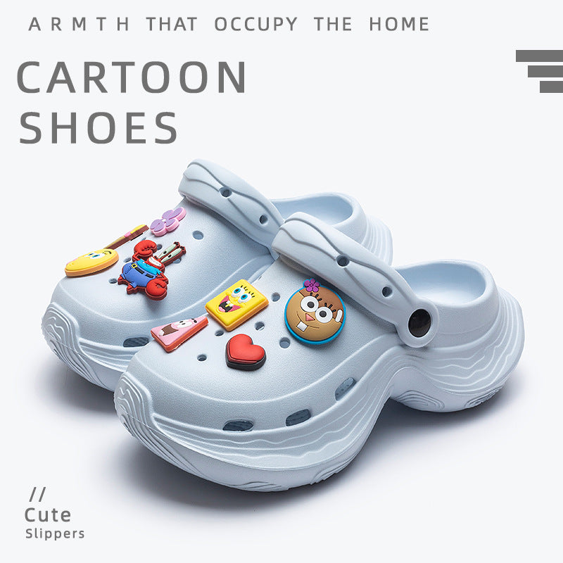 Spongebob squarepants thick sole goddess nightclub high heels crocs summer heightened toe beach sandals women's slippers