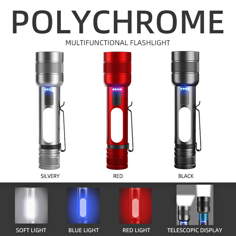 Cross-border new P50 hand-held flashlight three-source lighting flashlight wholesale zoom charging flashlight strong light