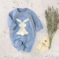 New european and american solid color baby knitted rabbit button romper outdoor wool baby jumpsuit cross-border 024