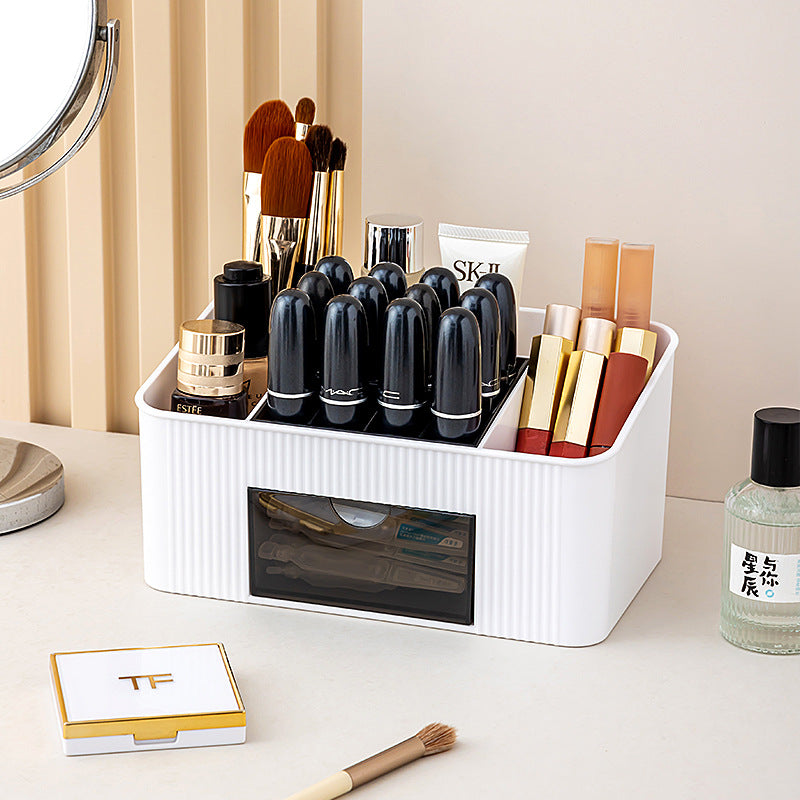 Desktop dresser storage box, grid lipstick makeup brush storage box, large capacity, high-end cosmetic storage box.