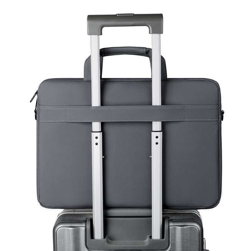 Business laptop bag men's portable shoulder bag trendy leather film notebook briefcase 15.6 inch business bag