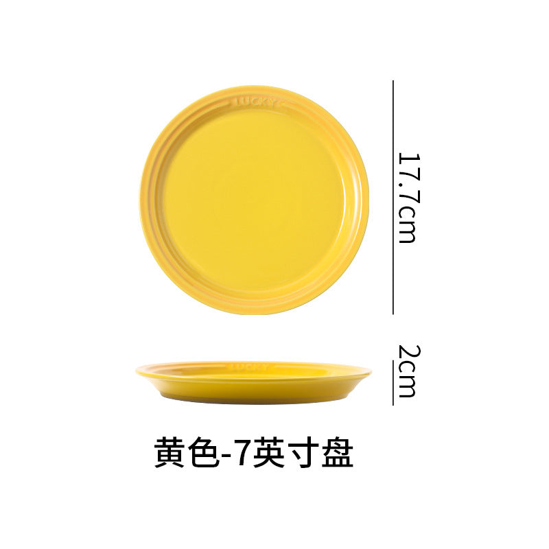 French-style matte ceramic plate, high-end aesthetic, cake plate, creative round fruit and dessert plate, steak plate, plating dish