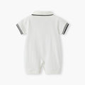 Newborn baby summer clothes: newborn boy romper, lightweight color block short sleeve casual preppy style onesie